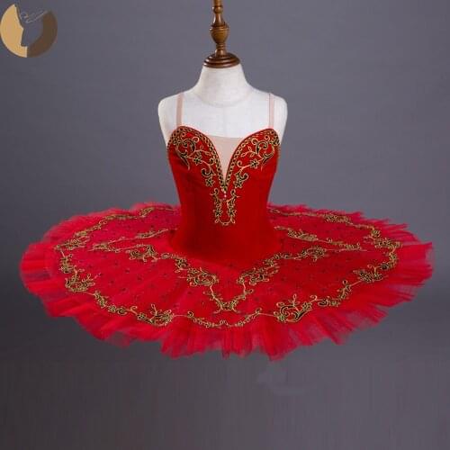 FLTOTURE Children Pancake Ballet Tutu Red Color Velvet Dancing Skirt JY2562 Kids Toddler Ballet Party Corsaire Costumes Tutus