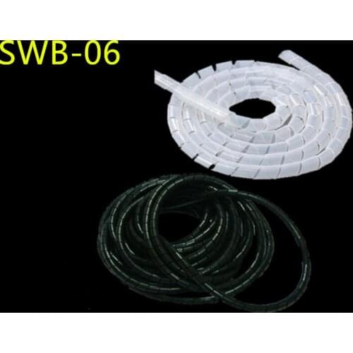 SWB-06 dia 6mm About 18M Length Black white Cable casing Cable Sleeves Winding pipe Wrapping