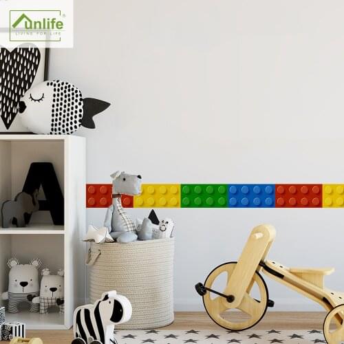 Funlife® Buildind Blocks Wall Border Waterproof Peel & Stick TV Background Easy to Clean Self-Adhesive Colorful Modern Mosaic