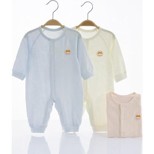 Baby Rompers Summer Girls Air Conditioning Suit Pure Cotton Thin Long Sleeve Jumpsuit Newborn Unisex Climbing Suit 0-18m Infants