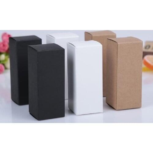 50pcs Black White Kraft Paper Box Lipstick Essential Oil Perfume Box Small Gift Packaging Box 10ml/15ml/20ml/30ml/50ml/100ml