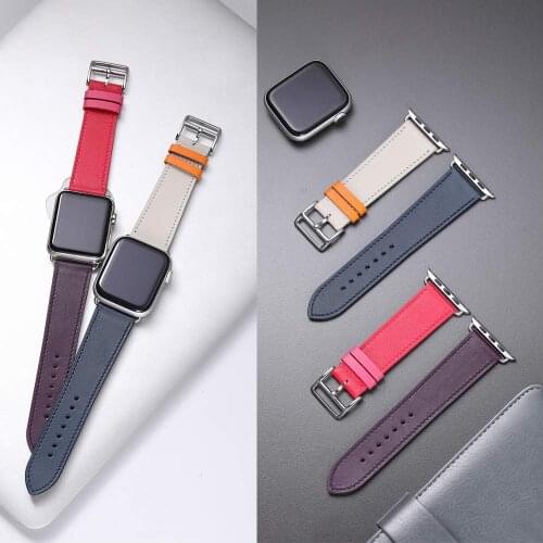 Single tour leather Strap for Apple Watch band 4 5 44/40mm men/women watches accessories Bracele for iwatch Series 3 2 1 42/38mm