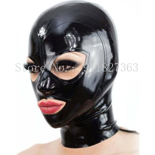 Latex Hood Open Eyes and Mouth for Beautiful Girl Rubber Mask Club Wear Costume
