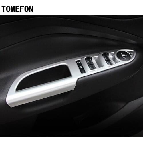TOMEFON ABS Matte For Ford Kuga Escape 2017 side Door Armrest Cover Trim Inner Auto Covers Stickers Interior Styling