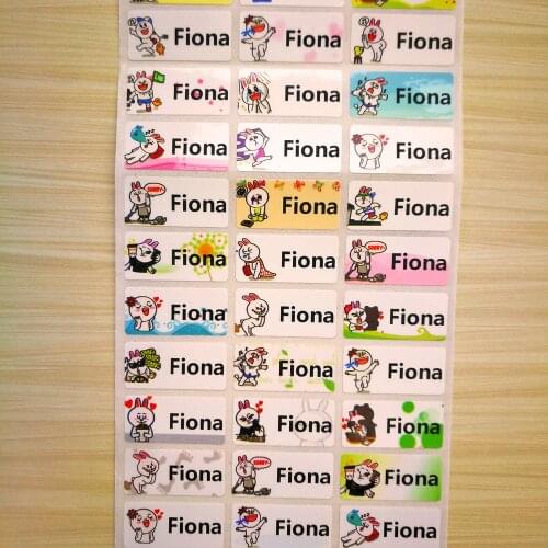 Cute Cartoon Sticke Line Pattern Custom Name Sticker Waterproof Label For childrens Personal Tag Scrapbook School Stationery