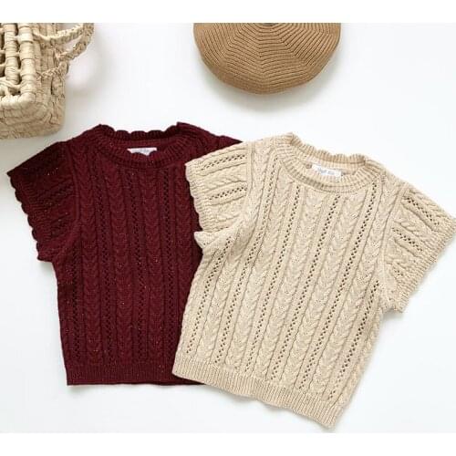 Cute Baby Kids Girls Sleeveless Vest Pure Color Knit Sweater Autumn Winter Baby Kids Girls Pullover Sweaters Childrens Clothes