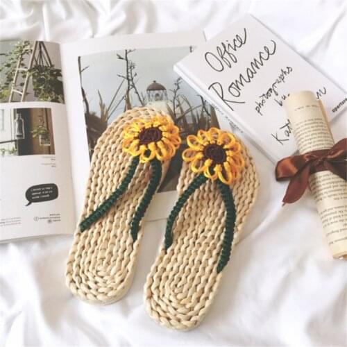 2020 fashion casual ladies straw slippers handmade sandals women home shoes new couple beach shoes man Flat Sandalias Mujer