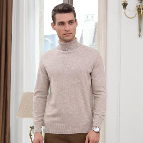 2021 New Autumn/Winter Top Grade Men Sweaters 100% Goat Cashmere Knitted Jumpers 2021 Winter Warm Turtleneck 12Colors Male Tops