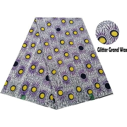 JNP New Arrival Grand Golden African Wax Glitter Glam Fabric Ankara Batik Material Good Quality Pagne For Women Wedding Dress