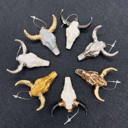 Wholesale Multicolor Bull Head Shape Pendant Acrylic Used In Jewelry Making DIY Handmade Accessories Beaded Decoration Fashion