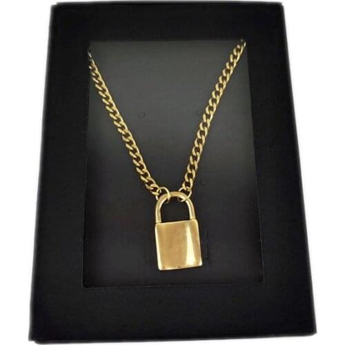 Luxury Stainless Steel Necklace Women Lock Pendant Jewelry for Men Punk Choker Padlock Goth Jewelry Grunge Aesthetic Accessories