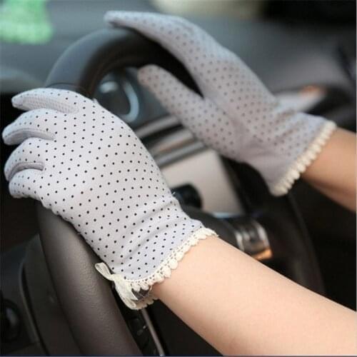 1Pair New Womens Driving Slip-resistant Sunscreen Cotton Golves Fashion Summer/Autumn Female Sun Protection Non-slip Glove