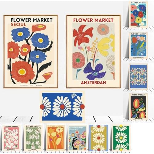 Cartoon Flower Poster Home Decor Modern Art Watercolor Picture Wall Art Canvas Painting Nordic Bright Prints for Domitory Design