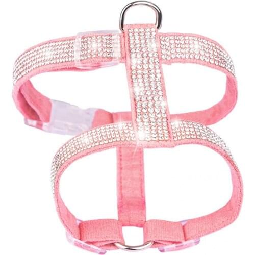 Faux Leather Useful Rhinestone Decor Chest Strap Pet Accessories Vest Harness Bite-resistant for Outdoor