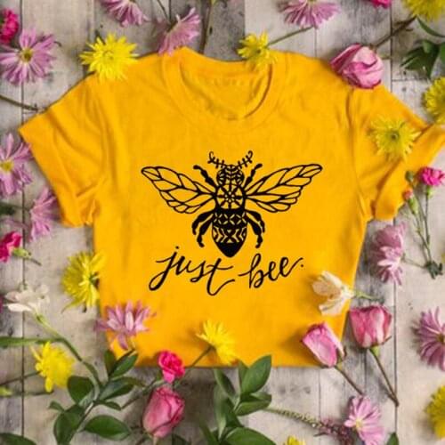 Just Bee Graphic Tees Women Save The Bees Slogan T-shirt Bee Kind Protect Our Planet Tshirt Cotton Girl Casual Shirts Drop Ship