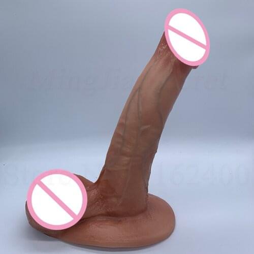 19.5cm Realistic Sliding Testis Huge Dildo G Spot Stimulate Soft Silicone Penis Big Dick Suction Cup Sex Toys For Women