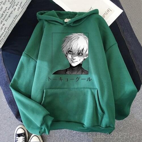 Tokyo Ghoul Kaneki Split Face Hoodie Men/Women Letter Oversized Sweatshirt Anime Long Sleeve Hip Hop Fashion Plus Size Hoodies