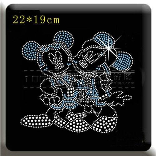 2pc/lot Couple cartoon rhinestone iron on transfers designs hot fix rhinestone transfer motifs strass iron patches for shirt