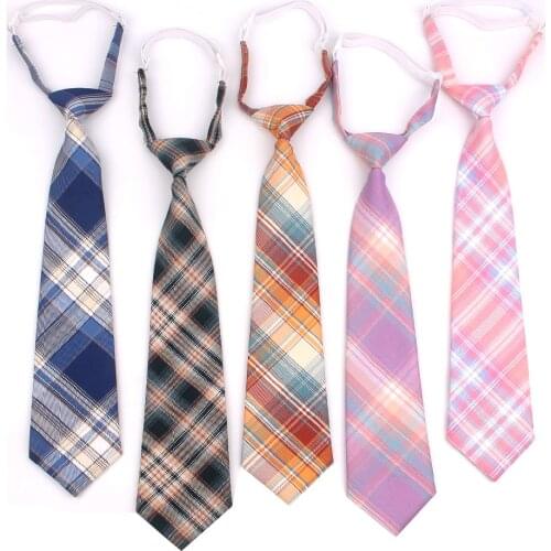 Skinny Ties For Men Women Casual Plaid Necktie Suits Boys Girls Ties Slim Men Necktie Gravatas Simple Lazy person Student Tie