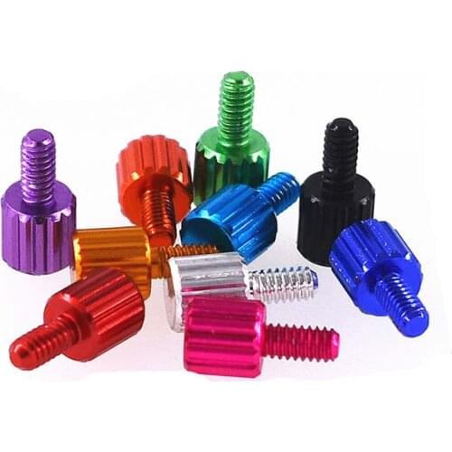 5pcs M2 aluminum alloy adjust handle screws high head straight line knurled hand screw model computer case bolt black color