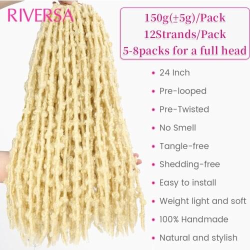 New Styles 613 Blond Butterfly Locs Crochet Hair 24 Inches Soft Distressed Butterfly Locs Hair Crochet Braids For Black Women