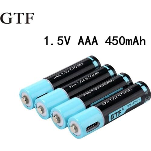 Loadable pile usb, gtf, capacity 100% v, 1.5 mah, for remote control, toys, aaa batteries