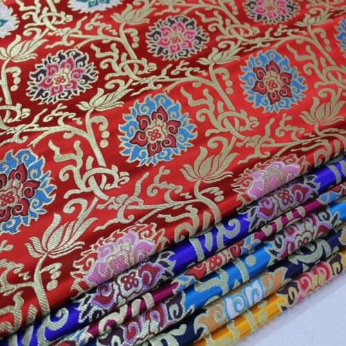 CF411 1Yard 6Colors Brocade Jacquard Fabric Chinese Style Buddhist Cloth Decoration Fabrics Handmade Materials DIY Sewing Fabric