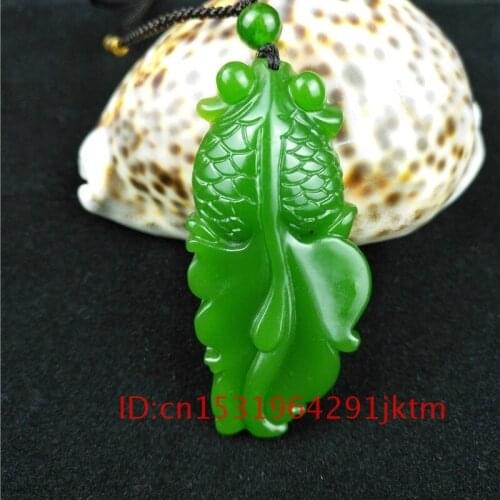 Women Men Goldfish Carved Jadeite Hand Natural Charm Gifts Necklace for Green Chinese Jewelry Pendant Amulet Jade Fashion