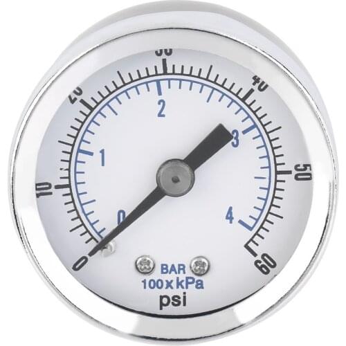 1/8'' NPT Air Compressor Hydraulic Pressure Gauge 0-60 PSI Back Mount