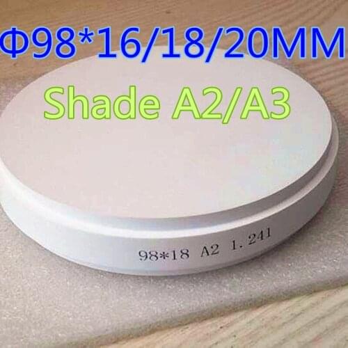 1 Piece OD98*16/18/20MM Pre-Shade Color CAD/CAM Milling Systems Dental Zirconia Blocks For All-ceramic Dental Restorations