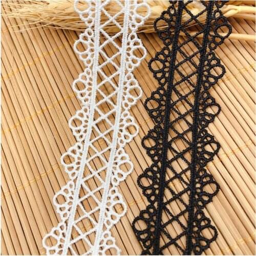 1Yards Embroidery Trim White Black Lace Fabric 3.2cm Ribbon Curtain Silver Gold Lace Applique Sewing Trim dentelle ruban LA20