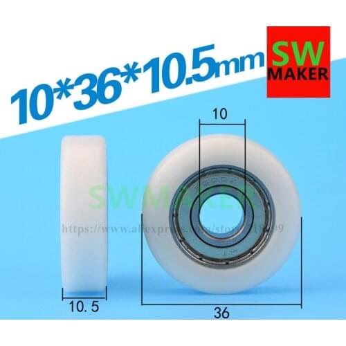 10*36*10.5 flat F nylon /pom POM wrapped plastic wrap bearing pulley roller wheel
