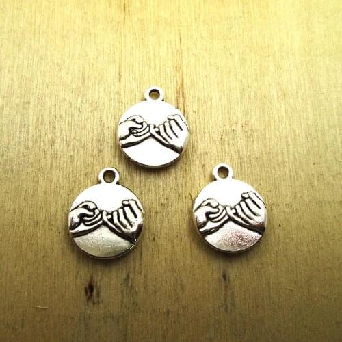 15pcs--18x14mm Pinky Promise charms, Antique silver Pinky Swear Best Friend DIY necklace/ bracelets charms antique silver tone