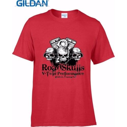 2019 Retro 100% Cotton Print Shirt Tee Playful Logo Design For Road Skulls V-Twin Motor Performance Design Tee Shirts