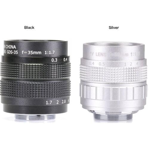 35mm F/1.7 C mount CCTV 2/3" lens body 12 blades for Nikon 1 J1 J2 V1 V2