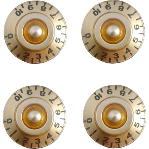 4 Pcs Volume Tone Control Knobs for Electric Guitar Golden
