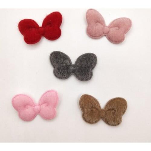50pcs/lot 2.6*4cm plush Bowknot Padded Appliques for DIY Clothes Sewing Supplies DIY Hair Bow Decoration