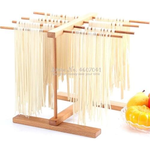 8 Row Wooden Handmade Spaghetti Pasta Drying Rack Vermicelli Linguine Noodle Hanging Stand Multifunctional Kitchen Storage Rack