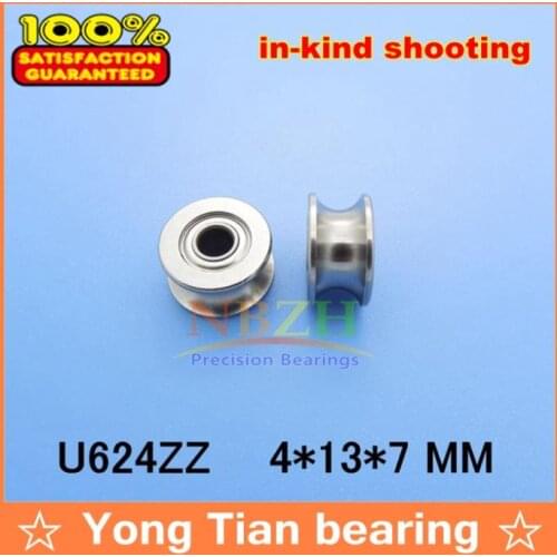 88888 U624ZZ U groove roller wheel ball bearings (Bearing steel material ABEC-5)4*13*7 mm embroidery machine pulley U624 624UU