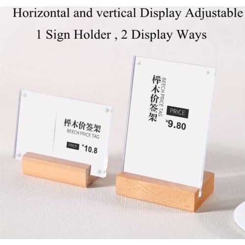 90*60mm Acrylic Material Horizontal Vertical Two Use L Shape Table Products Label Price Tags Paper Sign Holder Display Stand