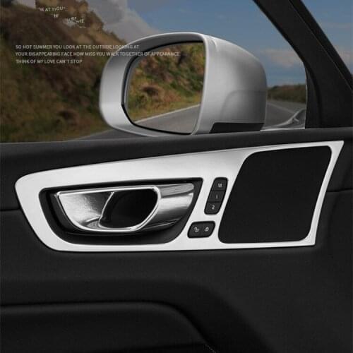 ABS Carbon Fibre /Stainless Steel Brush Black Silver Interior Doors Handle Decorated Frame For Volvo XC60 2018 19 20 21 AAA635