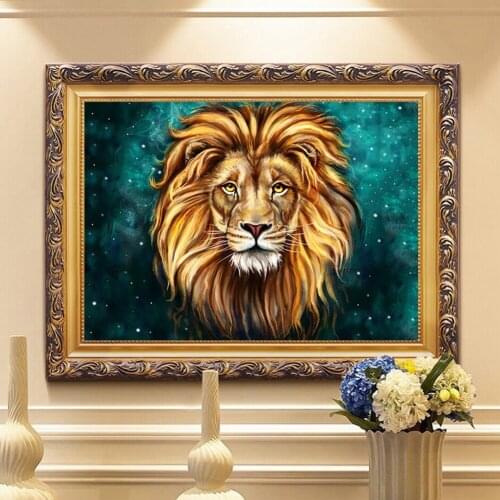 5D Diamond Painting Full Diamond Lion Head Cartoon Animal Decoration Painting DIY Cross Stitch Living Room Bedroom Decor