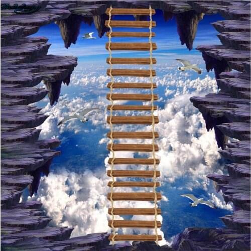 Beibehang Large Custom Flooring Sky Walkway 3D Outdoor Stereo Painting Living Room Bedroom Decoration Painting