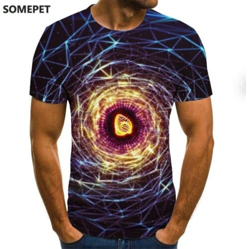 Brand 3D Three-dimensional vortex Men Tshirt Summer Psychedelic Printed Tshirts Checked Tunnel Print T-Shirt Casual Summer Tops