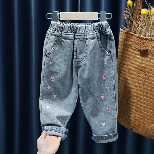 Baby Girls Jeans Pants Kids Autumn Spring Clothes Toddler Baby Casual Elastic Waist Jeans Pants Children Trousers Denim Clothes
