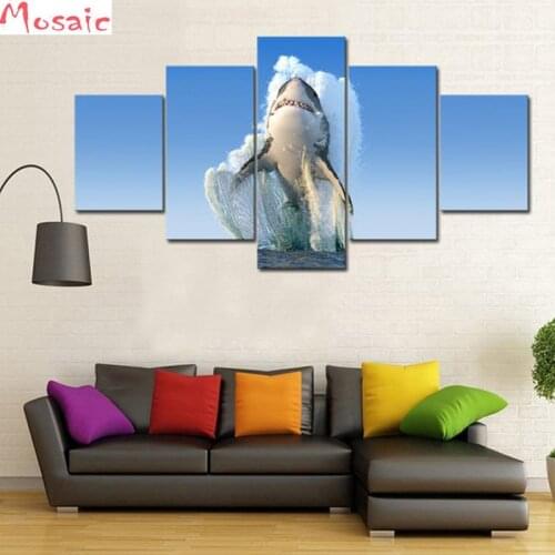 Diy Diamond Embroidery animal 5pcs/set Ocean Shark 5D Diamond Painting Cross Stitch New Needlework diamond mosaic Patterns Kits