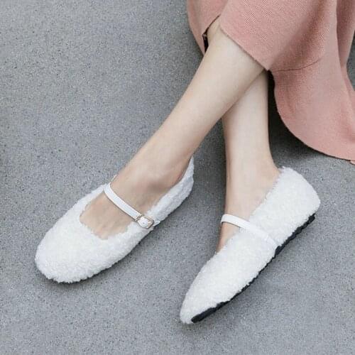 EshtonShero Womens Vulcanize Shoes Platform Leather Woman Pumps Flat Heels Round Toe Autumn Fur Ladies Casual Shoe Size 3-9