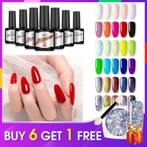 ROSALIND Gel Polish Base Top Blossom Coat Soak Off Gel Polish Nail Art Design Pure Color Hybrid Lacquer UV Gel For Manicure 2021