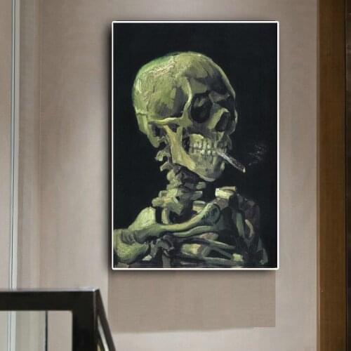 Head of a Skeleton by Van Gogh Reproduction Oil Painting on Canvas Posters and Prints Scandinavian Wall Picture for living room