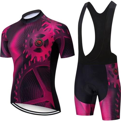 Cycling Jersey Set Purple Short Sleeve Team Men Bib Shorts Ropa ciclismo Bicycle Clothing MTB Bike Jersey Uniform Clothes Gear